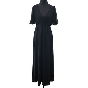 Show Me Your Mumu Emily Empire Maxi Dress Women Size M Black Boho Flutter Sleeve